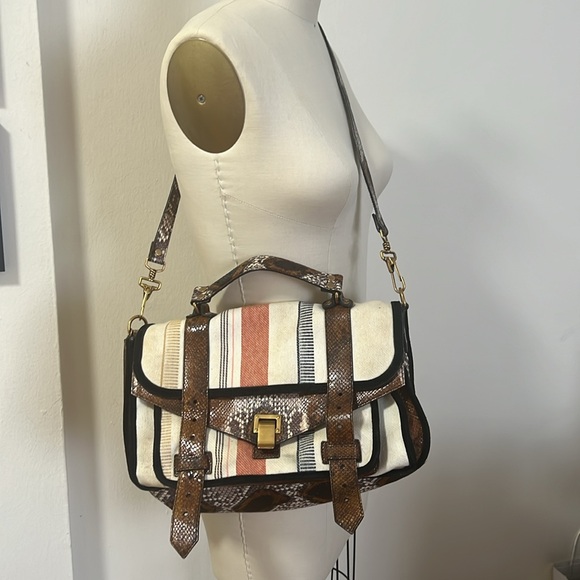 Proenza Schouler PS1 Medium Striped Canvas Leather Bag - Picture 11 of 12